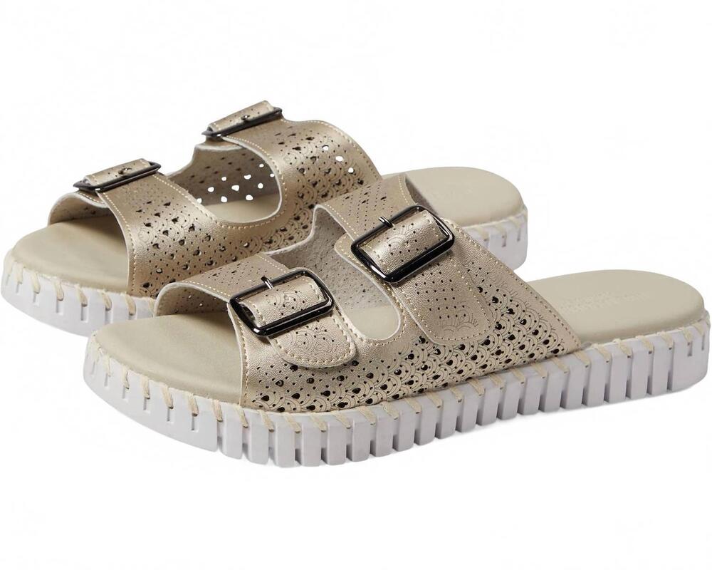 NEW ILSE JACOBSEN women's tulips slip-on sandals in platin